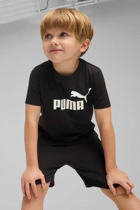 Otroška bombažna kratka majica Puma ESS No. 1 Logo Tee črna barva, 684930