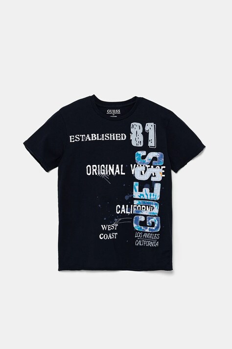 Дитяча бавовняна футболка Guess колір синій з принтом L5GI04 K8HM4