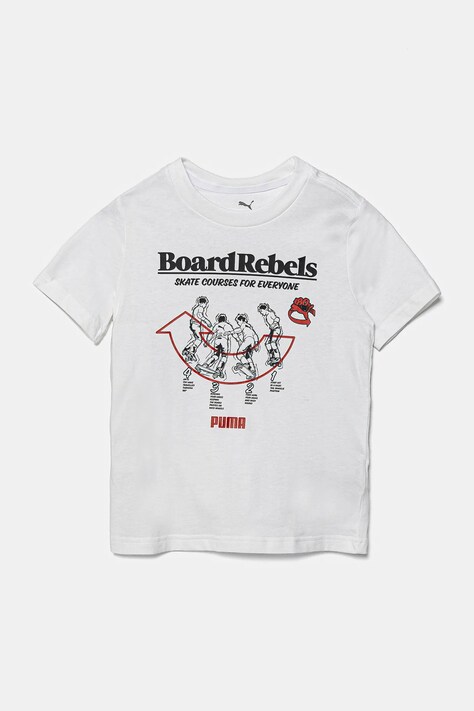 Otroška bombažna kratka majica Puma MID90S Graphic Tee I bela barva, 685144