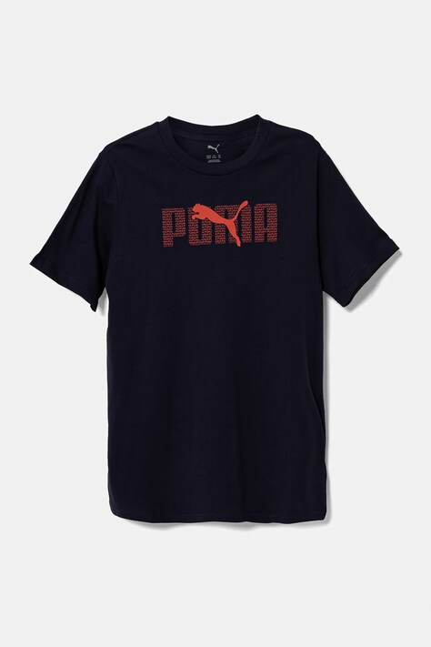 Bombažna kratka majica Puma ESS LOGO LAB Tee mornarsko modra barva, 685791