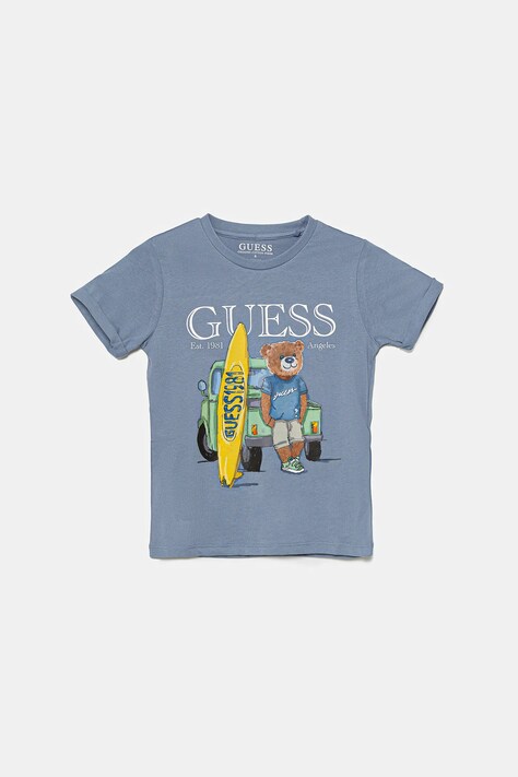 Дитяча бавовняна футболка Guess колір фіолетовий з принтом N5GI04 K8HM4