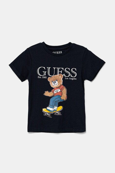Дитяча бавовняна футболка Guess колір синій з принтом N5GI04 K8HM4