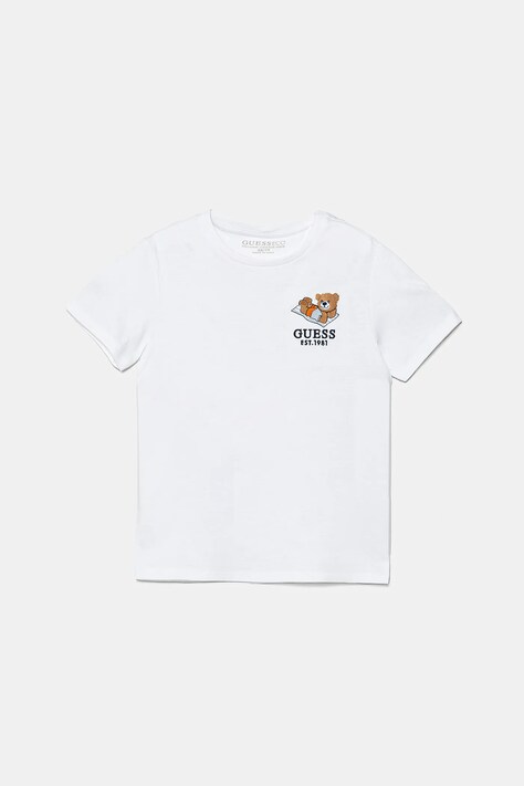 Guess tricou de bumbac pentru copii culoarea alb, cu imprimeu, N5GI08 K8HM4