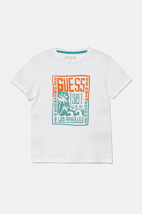 Dětské bavlněné tričko Guess bílá barva, s potiskem, N5GI16 K8HM4