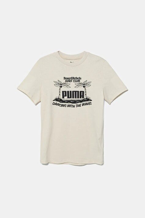 Otroška bombažna kratka majica Puma MID90S Graphic Tee III bež barva, 685152