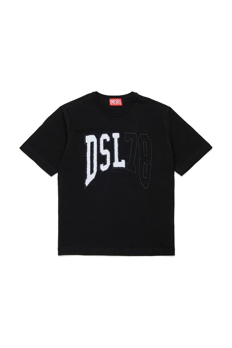 Diesel gyerek pamut póló TWASHN OVER T-SHIRT fekete, nyomott mintás, J02228