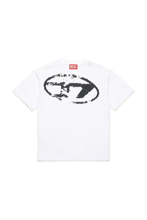 Diesel gyerek pamut póló TBOXTN14 OVER T-SHIRT fehér, nyomott mintás, J02240