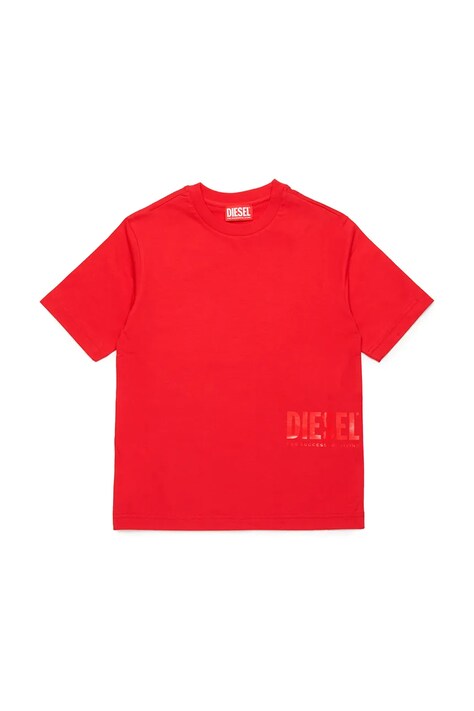 Diesel gyerek pamut póló MTFIND OVER T-SHIRTS piros, nyomott mintás, J02283