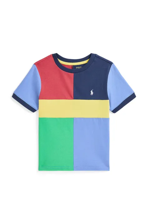 Детска памучна тениска Polo Ralph Lauren в синьо с изчистен дизайн 322964075001