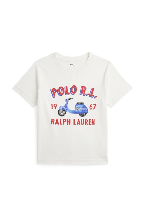 Otroška bombažna kratka majica Polo Ralph Lauren bela barva, 322965889001