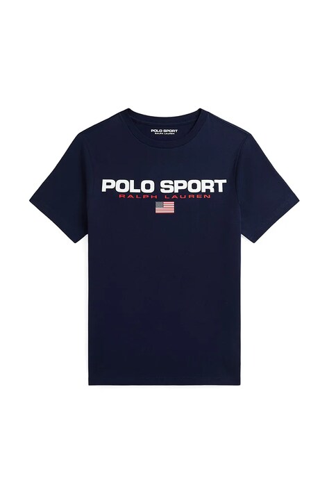 Dječja pamučna majica kratkih rukava Polo Ralph Lauren boja: tamno plava, s tiskom, 323837629012