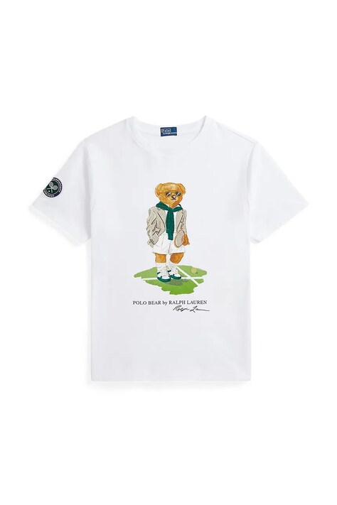Дитяча бавовняна футболка Polo Ralph Lauren колір білий з принтом 323967651001