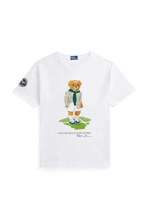 Detské bavlnené tričko Polo Ralph Lauren Wimbledon Collection biela farba, s potlačou, 323967651001