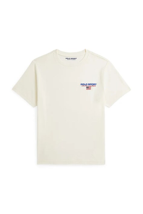 Dětské bavlněné tričko Polo Ralph Lauren béžová barva, s aplikací, 323964552005