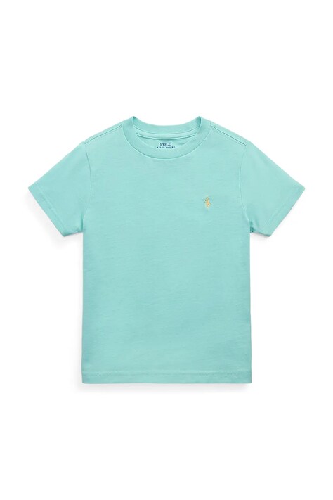 Детская хлопковая футболка Polo Ralph Lauren цвет бирюзовый однотонная 322832904176