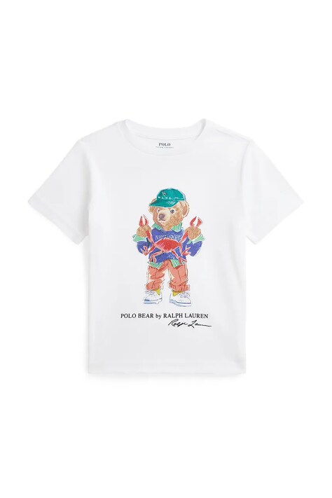 Dětské bavlněné tričko Polo Ralph Lauren bílá barva, s potiskem, 322973136002