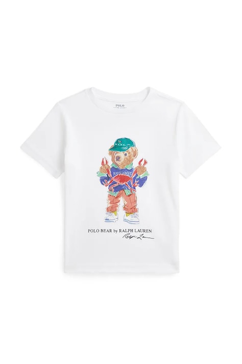 Detské bavlnené tričko Polo Ralph Lauren biela farba, s potlačou, 322973136002