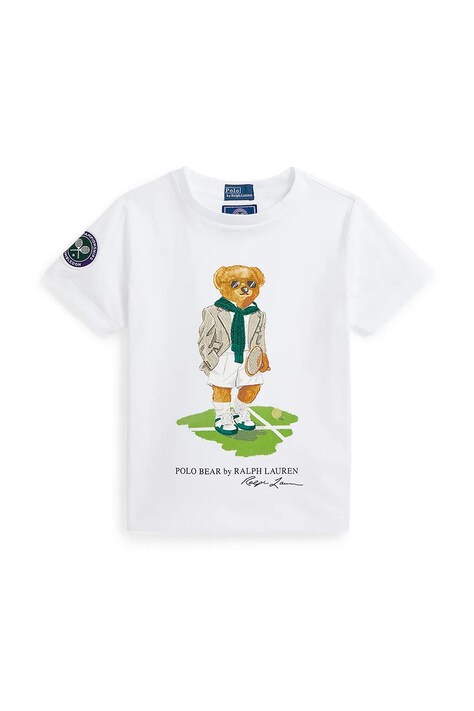 Dětské bavlněné tričko Polo Ralph Lauren bílá barva, s potiskem, 322967651001