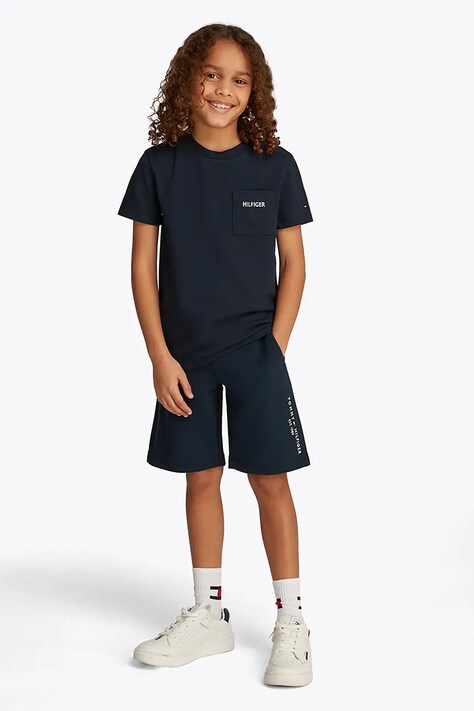 Tommy Hilfiger tricou copii culoarea albastru marin, neted, KB0KB09534
