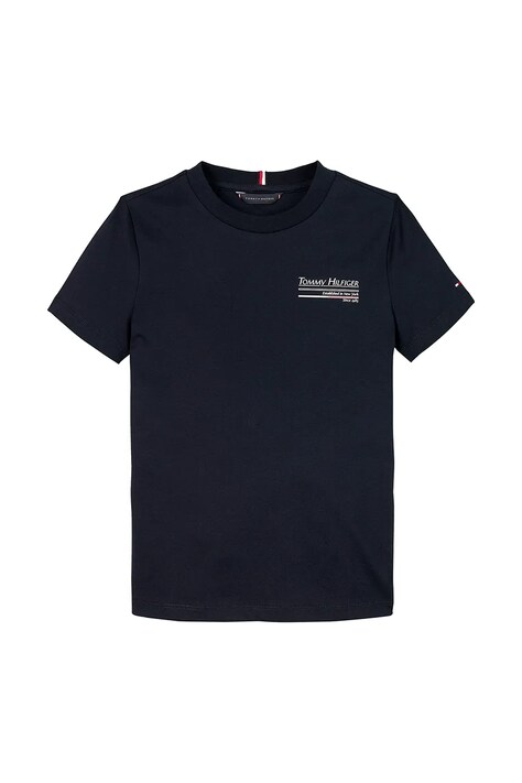 Tommy Hilfiger tricou de bumbac pentru copii culoarea albastru marin, cu imprimeu, KB0KB09537