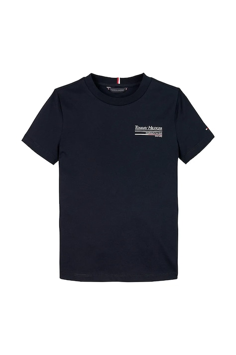 Tommy Hilfiger tricou de bumbac pentru copii culoarea albastru marin, cu imprimeu, KB0KB09537