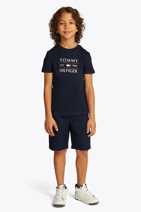 Otroška bombažna kratka majica Tommy Hilfiger mornarsko modra barva, KB0KB09538