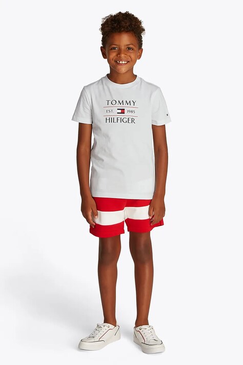 Детская хлопковая футболка Tommy Hilfiger цвет белый с принтом KB0KB09538