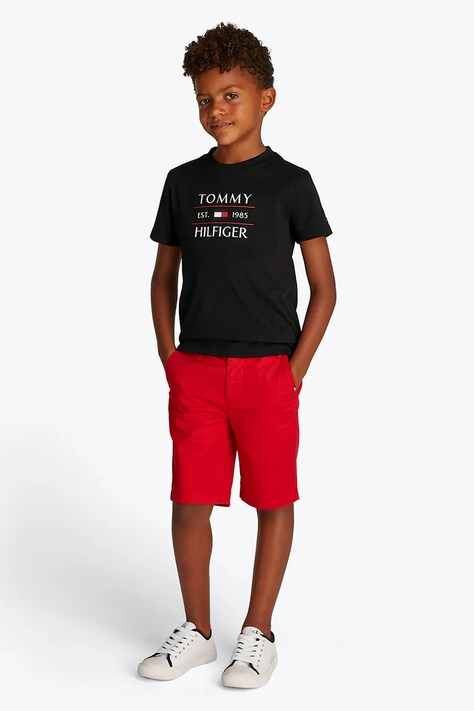 Dětské bavlněné tričko Tommy Hilfiger černá barva, s potiskem, KB0KB09538
