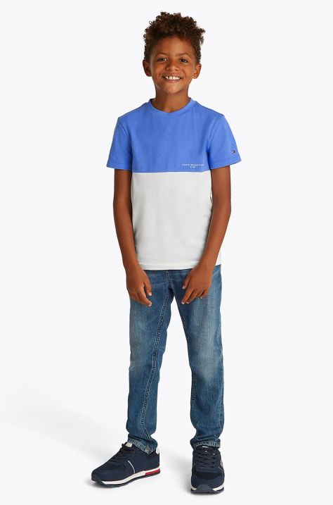 Tommy Hilfiger t-shirt in cotone per bambini colore blu KB0KB09617