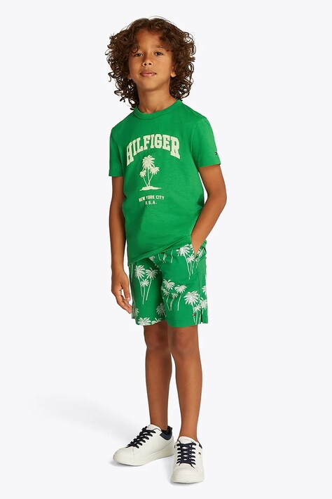 Tommy Hilfiger gyerek pamut póló zöld, nyomott mintás, KB0KB09649