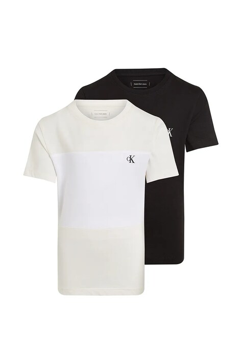 Calvin Klein Jeans tricou de bumbac pentru copii 2-pack culoarea bej, neted, IB0IB02441