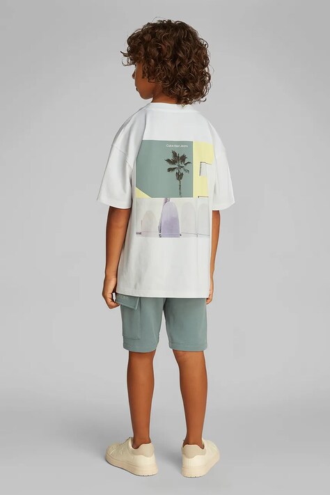 Dječja pamučna majica kratkih rukava Calvin Klein Jeans boja: bijela, bez uzorka, IB0IB02449