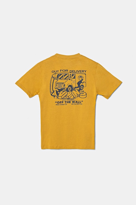 Vans tricou de bumbac pentru copii Next Stop culoarea galben, cu imprimeu, VN000MK3BL21