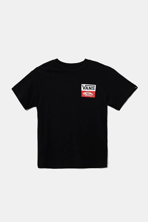 Vans gyerek pamut póló OG LOGO fekete, nyomott mintás, VN000GDGBLK1