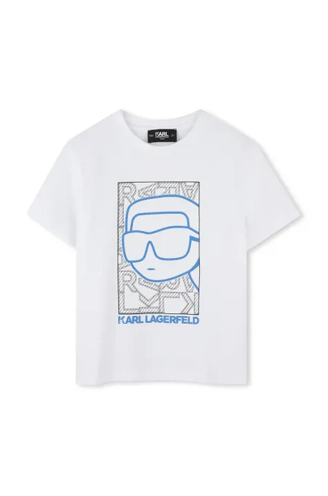 Karl Lagerfeld tricou de bumbac pentru copii culoarea alb, cu imprimeu, Z30563