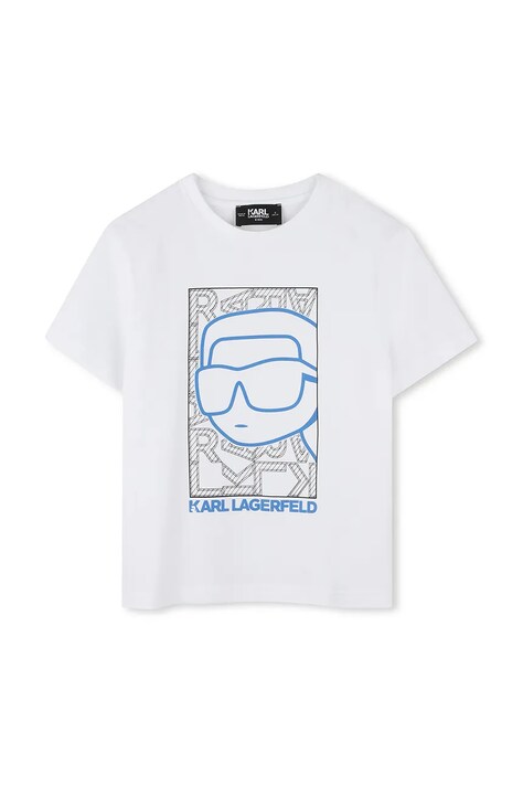 Karl Lagerfeld tricou de bumbac pentru copii culoarea alb, cu imprimeu, Z30563