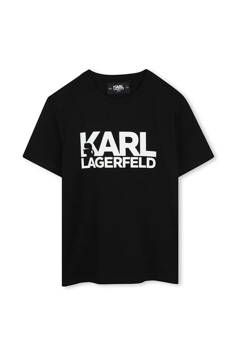 Детская хлопковая футболка Karl Lagerfeld цвет чёрный с принтом Z30435