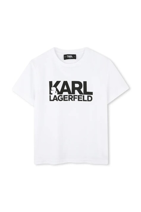 Dětské bavlněné tričko Karl Lagerfeld bílá barva, s potiskem, Z30435