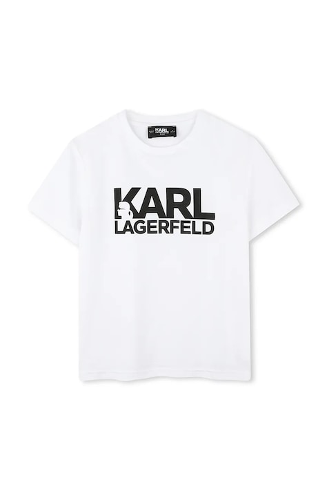 Dětské bavlněné tričko Karl Lagerfeld bílá barva, s potiskem, Z30435