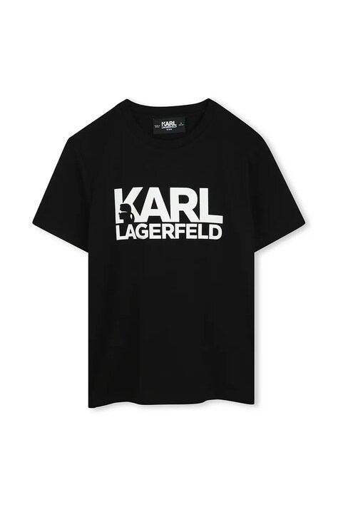 Παιδικό βαμβακερό μπλουζάκι Karl Lagerfeld χρώμα: μαύρο, Z30435