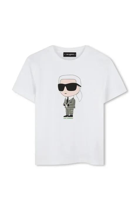 Karl Lagerfeld t-shirt bawełniany dziecięcy kolor biały z nadrukiem Z30437