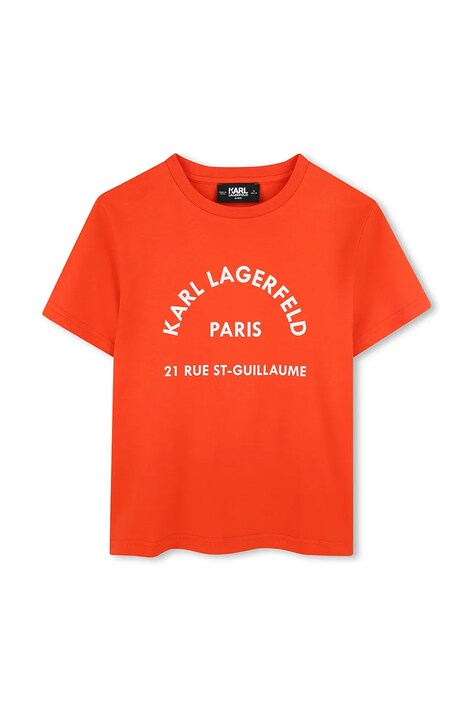 Karl Lagerfeld t-shirt bawełniany dziecięcy kolor pomarańczowy z nadrukiem Z30439