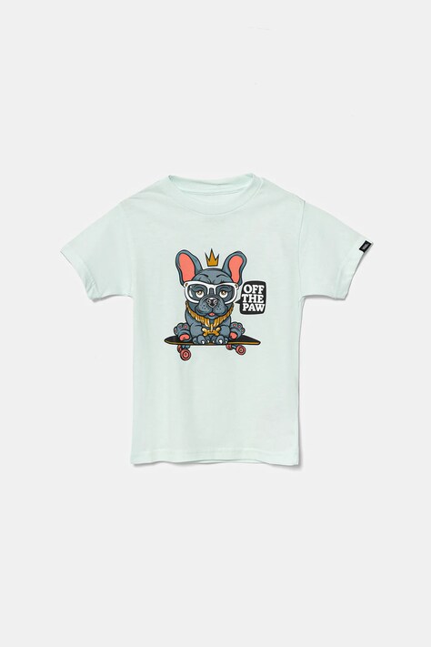 Detské bavlnené tričko Vans Pawtastic zelená farba, s potlačou, VN000MMTRNE1