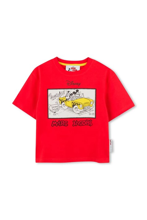 Dětské bavlněné tričko Marc Jacobs červená barva, s potiskem, W60450