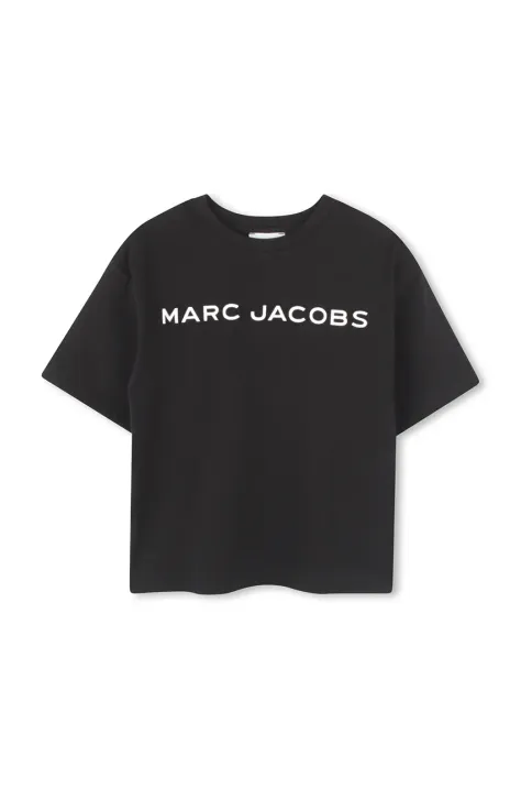 Detské bavlnené tričko Marc Jacobs čierna farba, s potlačou, W60457