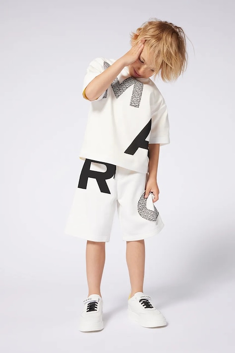 Dětské bavlněné tričko Marc Jacobs béžová barva, s potiskem, W60460