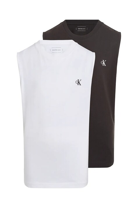 Дитяча бавовняна футболка Calvin Klein Jeans 2-pack колір чорний однотонна IB0IB02443