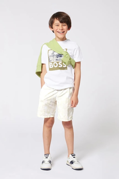 BOSS tricou de bumbac pentru copii culoarea alb, cu imprimeu, J52032