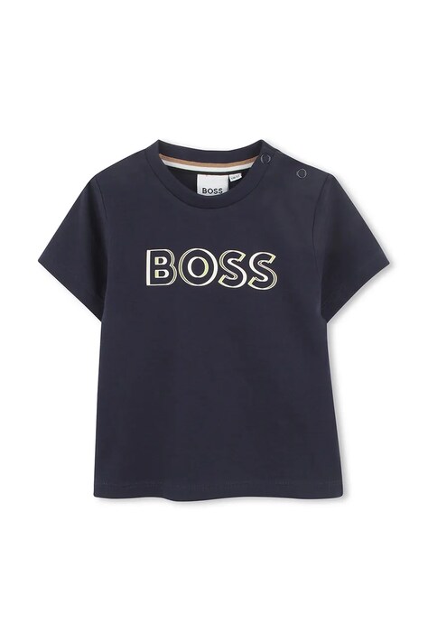 BOSS tricou din bumbac pentru bebeluși culoarea bleumarin, cu imprimeu, J52107