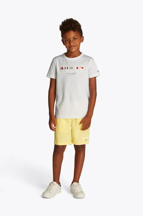 Tommy Hilfiger tricou de bumbac pentru copii culoarea alb, cu imprimeu, KB0KB09532